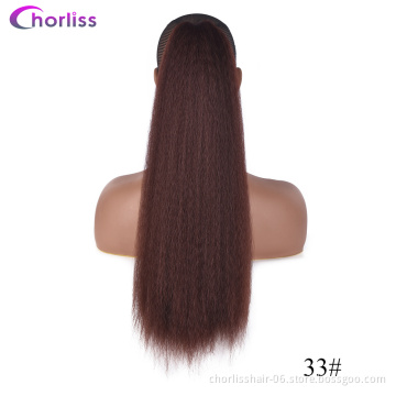Wholesale Hot Selling Good Quality For Women Black Straight Drawstring Ponytail Hair Piece In Synthetic Ponytails Extensions